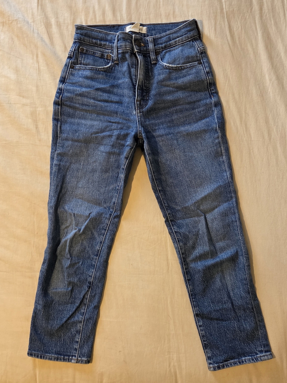 Women's Madewell Classic Straight Jeans 24P Petite Medium Wash Denim